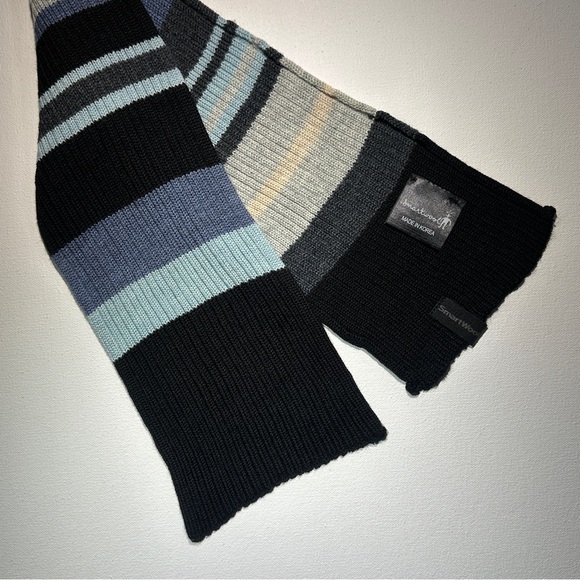 Smartwool Merino Striped Knit Scarf in Gray Black - Picture 2 of 11